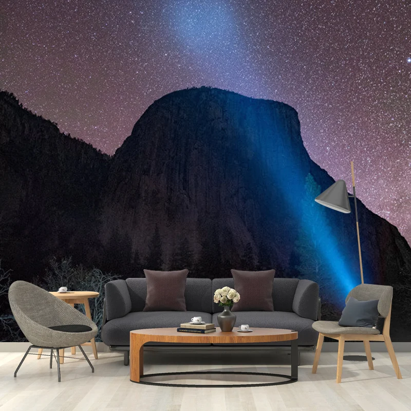 Nordisches Berg- und Himmelswandbild Blau und Lila, dekorative Wandverkleidung für das Schlafzimmer, individuell bedruckt...