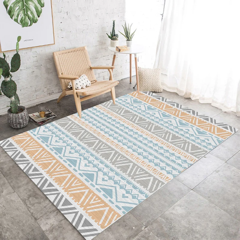 Nostalgischer Teppich der amerikanischen Ureinwohner, mehrfarbiger geometrischer Teppich, schmutzabweisend, waschbar, ruts...