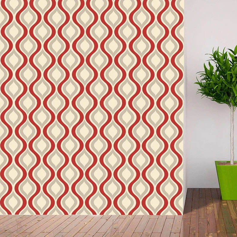 Ogee-Tapetenpaneele zum Abziehen und Aufkleben, moderne PVC-Wanddekoration für den Flur, Beige und Blau Clearhalo
