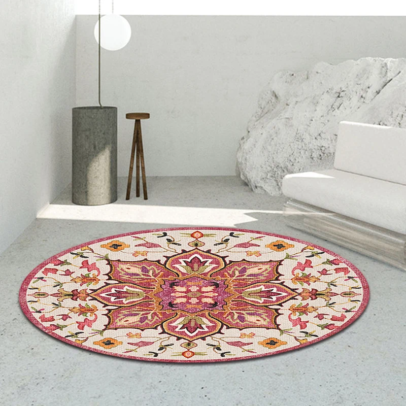 Orientalischer marokkanischer Teppich elfenbeinfarbenem Blumen- und Blattmuster, Teppich aus Polyester mit rutschfester Rü...