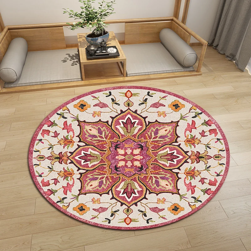 Orientalischer marokkanischer Teppich elfenbeinfarbenem Blumen- und Blattmuster, Teppich aus Polyester mit rutschfester Rü...