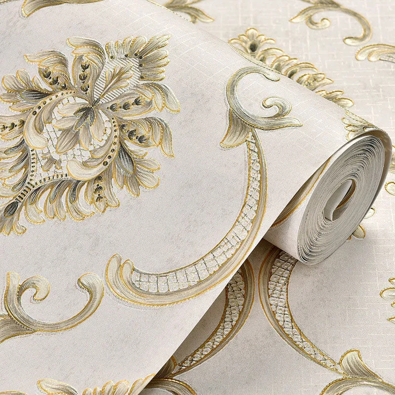 Pastellfarbene Damasque-Tapete, 28,5 m². Nicht verklebte, feuchtigkeitsbeständige Wandverkleidung Clearhalo