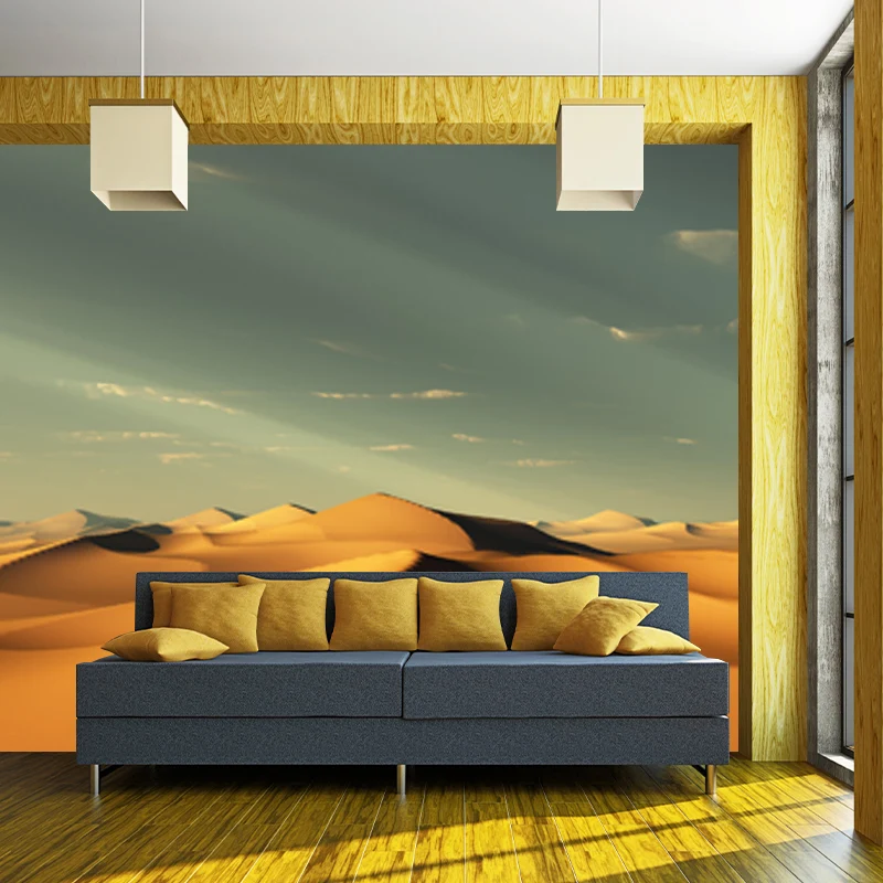 Personalisierter Fotodruck, modernes Wandbild mit Blick auf die afrikanische Wüste und den bewölkten Himmel Gelb Clearhalo