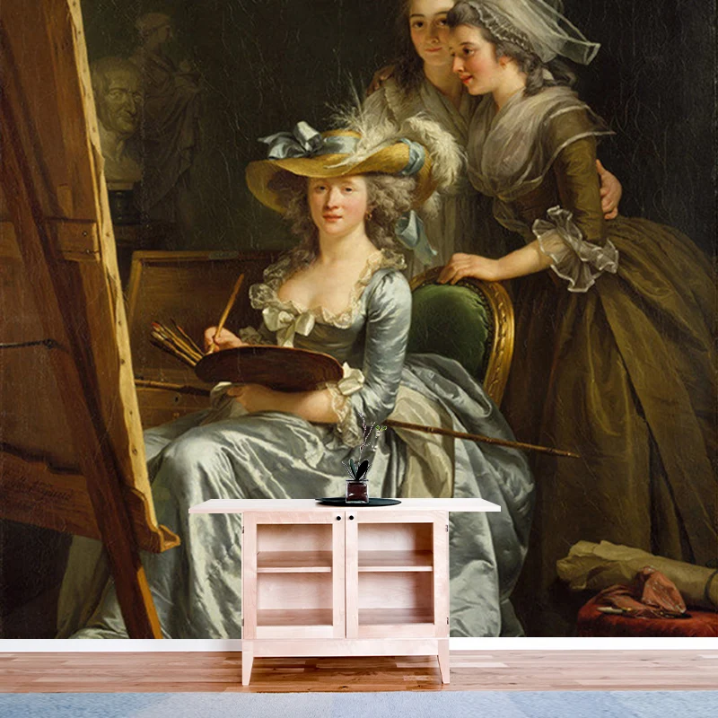 Portrait De Marie Wandgemälde, klassische Wandkunst aus Vliesstoff Blaubraun Clearhalo
