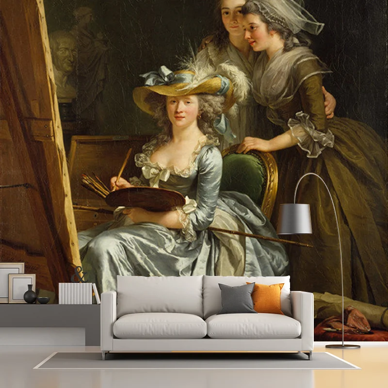 Portrait De Marie Wandgemälde, klassische Wandkunst aus Vliesstoff Blaubraun Clearhalo