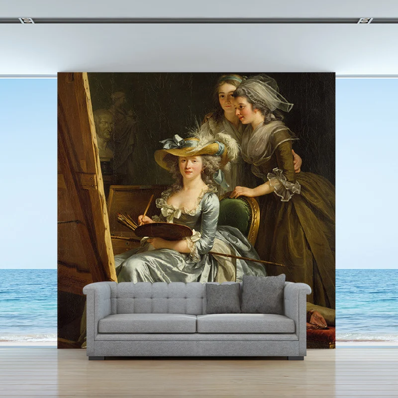 Portrait De Marie Wandgemälde, klassische Wandkunst aus Vliesstoff Blaubraun Clearhalo