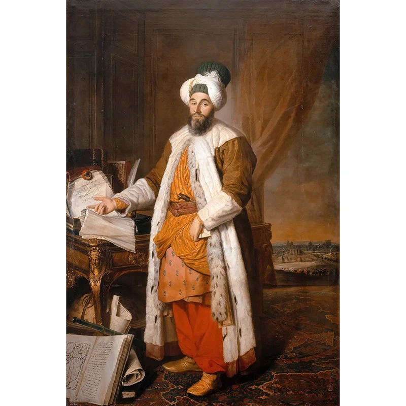 Porträt von Cairo Man Murals Retro feuchtigkeitsbeständige Wohnzimmer-Wanddekoration Orange Clearhalo