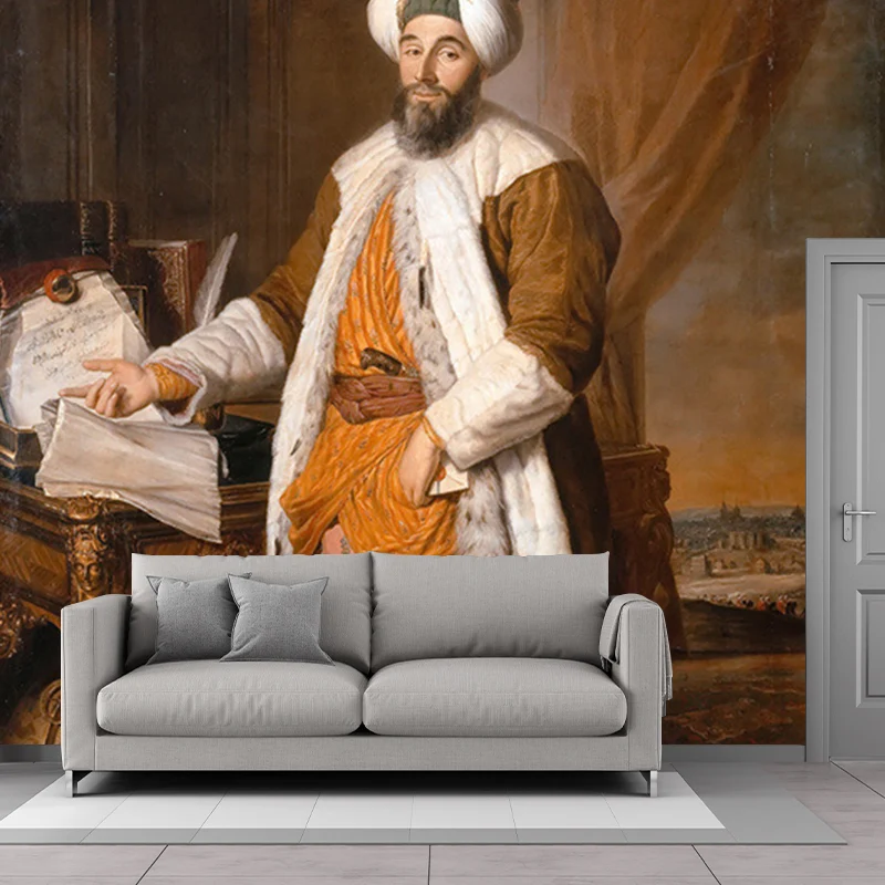 Porträt von Cairo Man Murals Retro feuchtigkeitsbeständige Wohnzimmer-Wanddekoration Orange Clearhalo