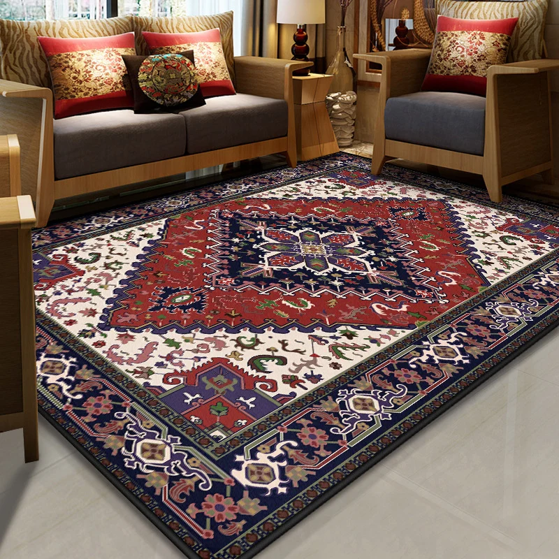 Prächtiger mehrfarbiger Teppich mit Blumenmuster, synthetischer marokkanischer Teppich, waschbarer, haustierfreundlicher,...
