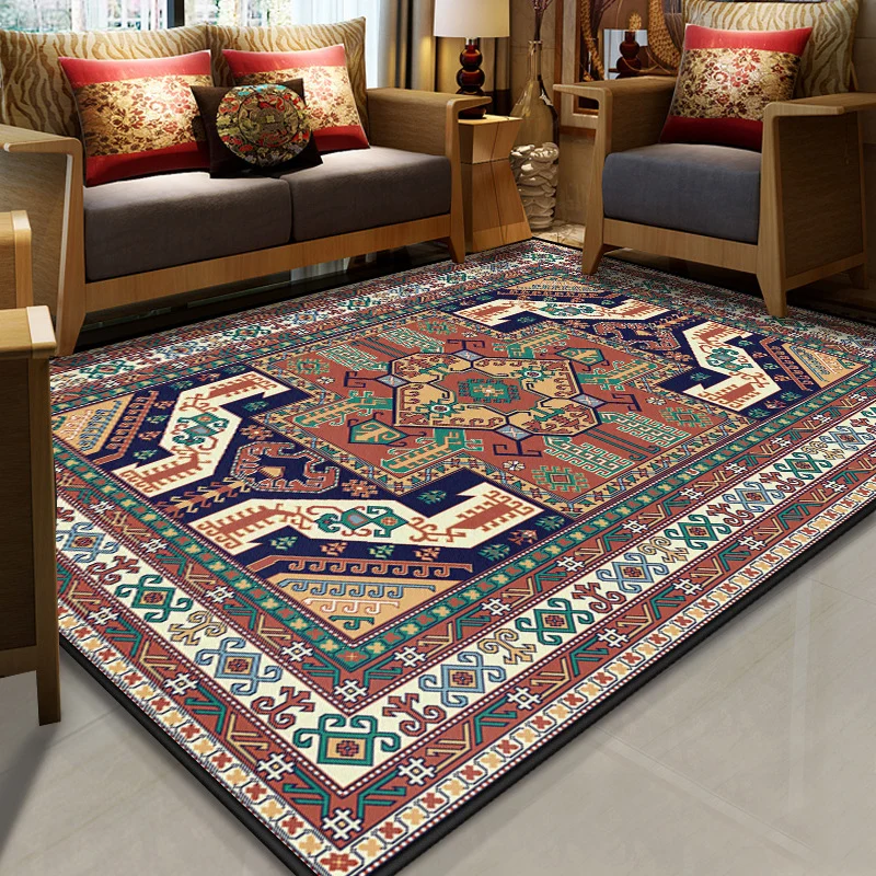 Prächtiger mehrfarbiger Teppich mit Blumenmuster, synthetischer marokkanischer Teppich, waschbarer, haustierfreundlicher,...