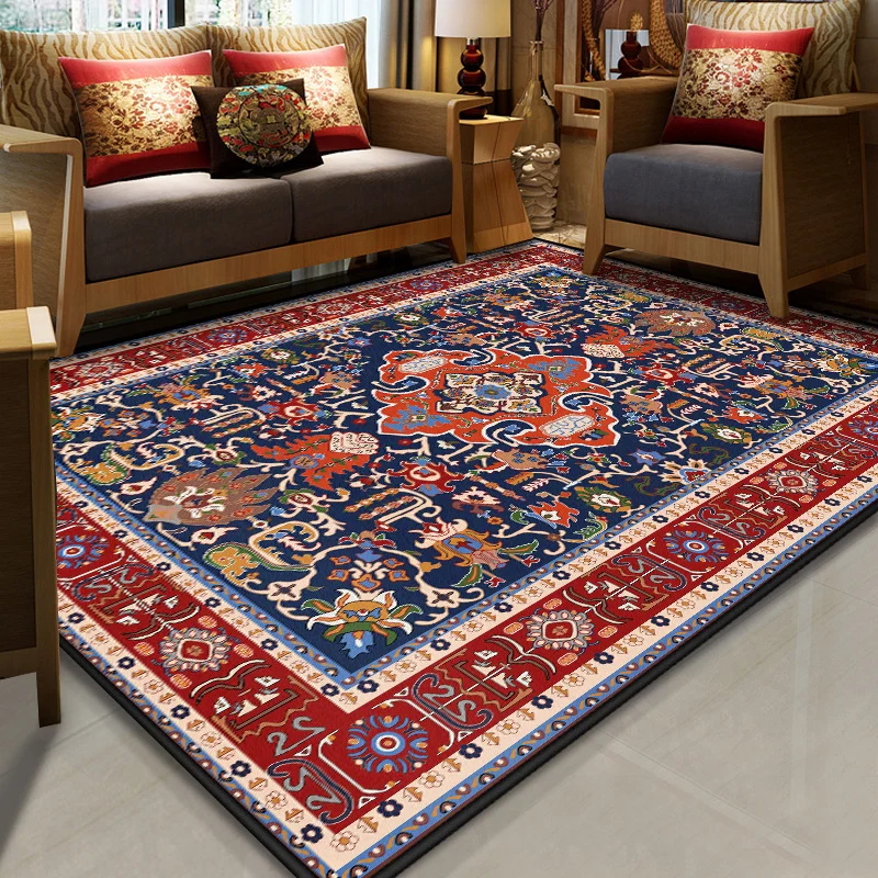 Prächtiger mehrfarbiger Teppich mit Blumenmuster, synthetischer marokkanischer Teppich, waschbarer, haustierfreundlicher,...