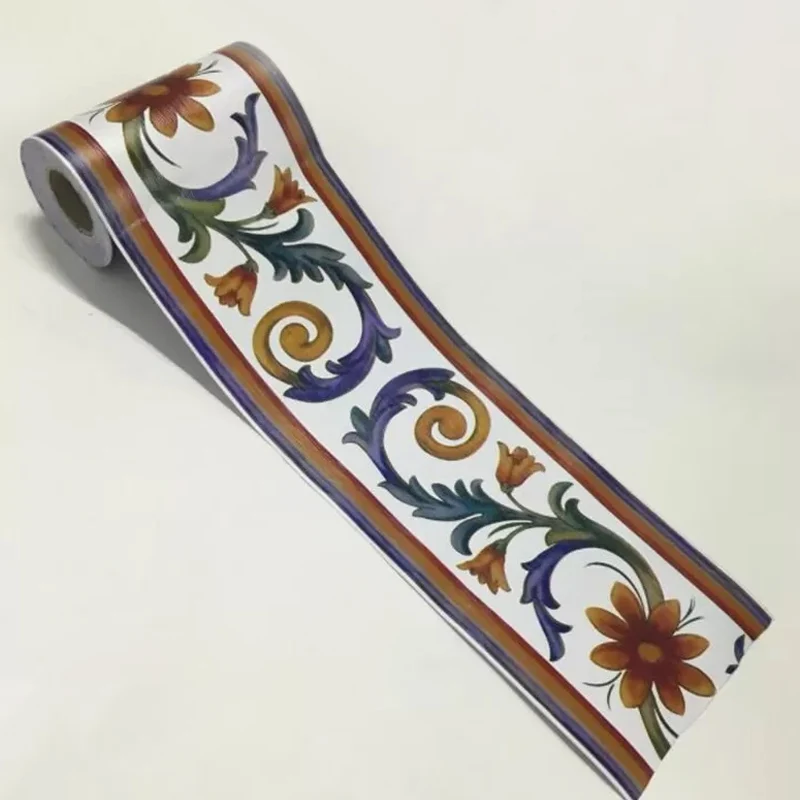 PVC-Abziehtapete, Nostalgische Blume mit Ranken, Wanddekoration für Flur, 2 Stück Clearhalo