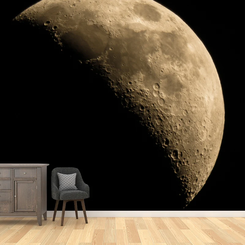 Realistisches Wandbild mit abnehmendem Mond für Kinderzimmer, Astronomie-Wandverkleidung, individueller Druck Clearhalo