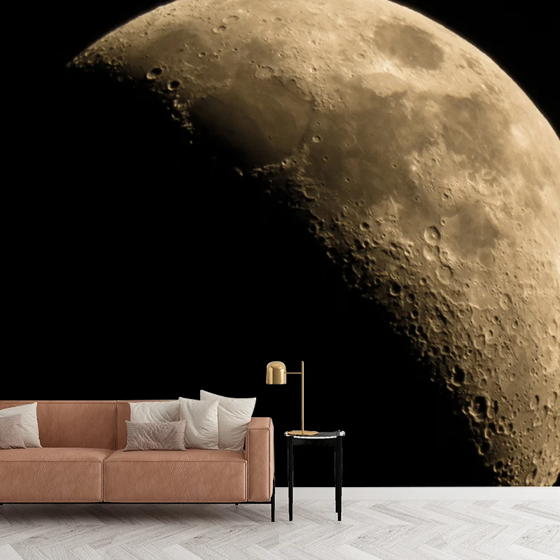 Realistisches Wandbild mit abnehmendem Mond für Kinderzimmer, Astronomie-Wandverkleidung, individueller Druck Clearhalo