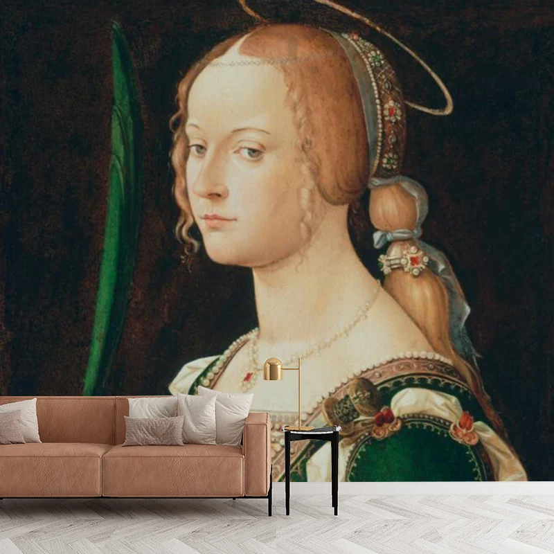 Renaissance-Dante-Frauenporträt-Wandgemälde für Akzentwände, individuelle Wandverkleidung Schwarzbraun Clearhalo