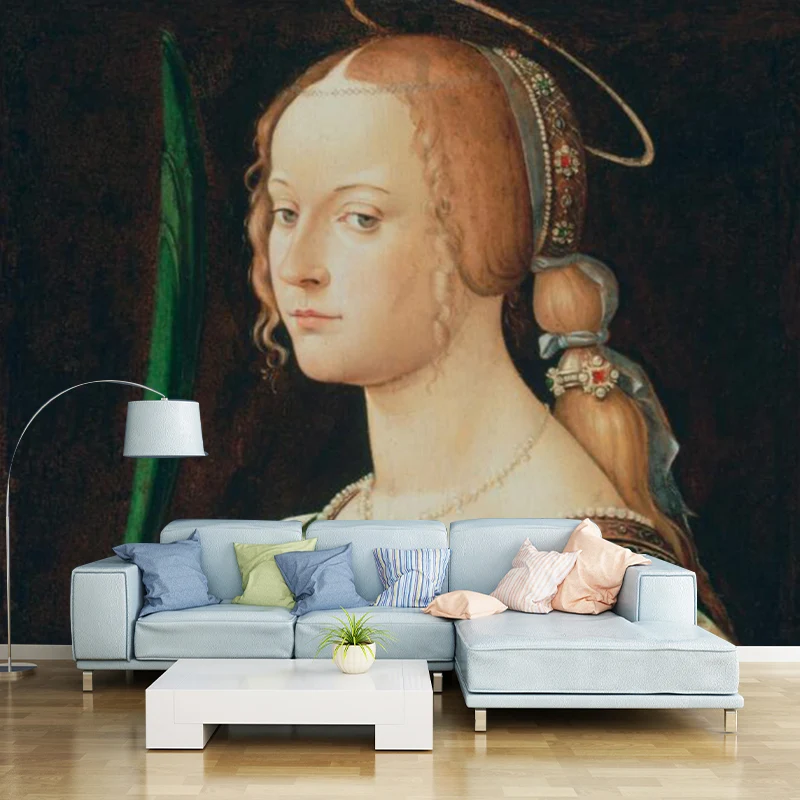 Renaissance-Dante-Frauenporträt-Wandgemälde für Akzentwände, individuelle Wandverkleidung Schwarzbraun Clearhalo