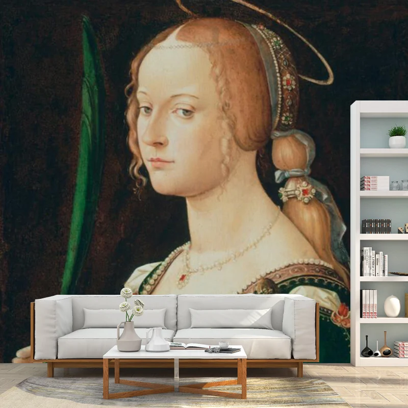 Renaissance-Dante-Frauenporträt-Wandgemälde für Akzentwände, individuelle Wandverkleidung Schwarzbraun Clearhalo