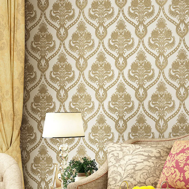 Retro-Jacquard-Tapetenrolle, 3D-geprägt, schmutzabweisend, dunkle Farbe, Wandkunst für Zuhause Clearhalo