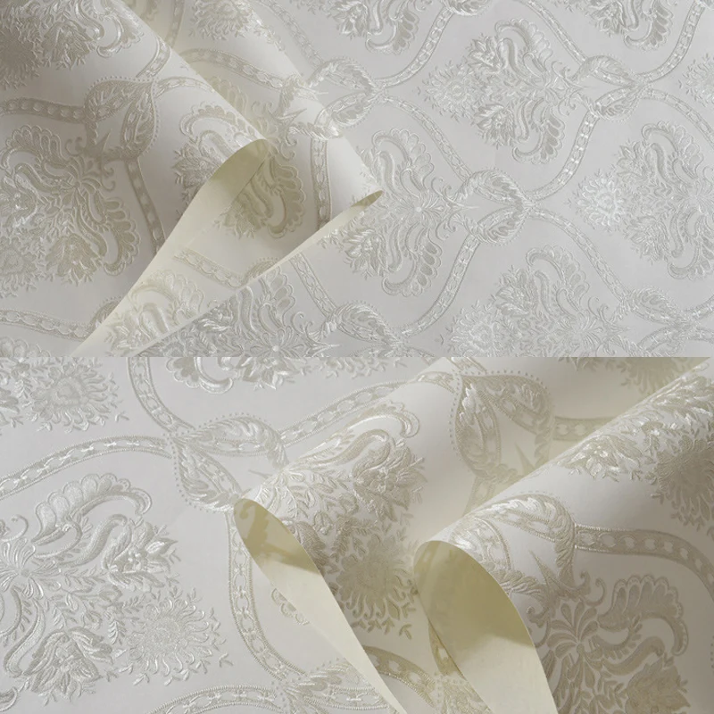 Retro-Jacquard-Tapetenrolle, 3D-geprägt, schmutzabweisend, dunkle Farbe, Wandkunst für Zuhause Clearhalo