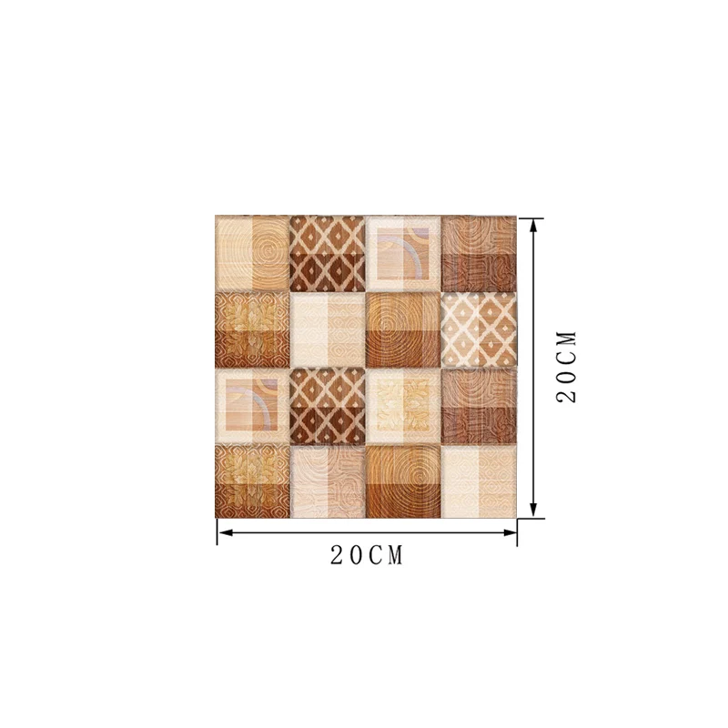 Retro-Mosaik-Tapeten mit geometrischem Muster, PVC, selbstklebend, braune Wandverkleidung für die Küche, 18 Stück Clearhalo