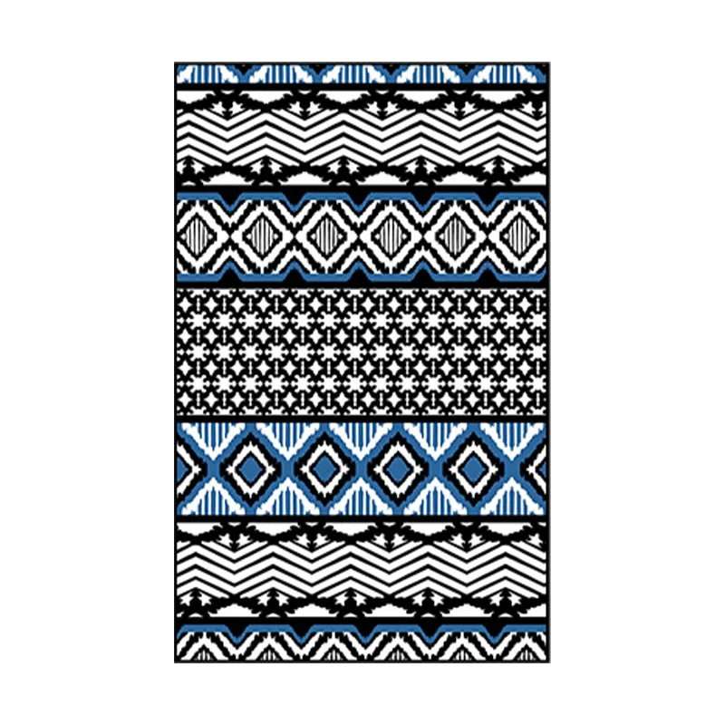 Retro-Teppich mit geometrischen Wellenstreifen Schwarz, Bohemian-Teppich, rutschfester Teppich aus Polyester für das Wohnz...