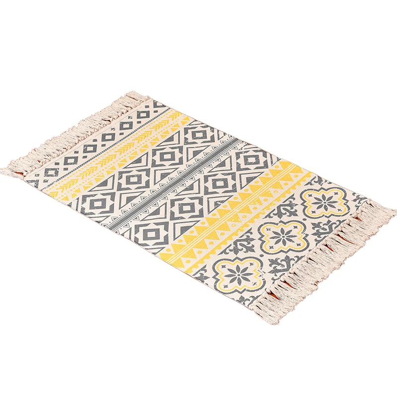 Retro-Türteppich, mehrfarbiger Blumenteppich, haustierfreundlicher Teppich aus Polyester mit Quastenbesatz Clearhalo
