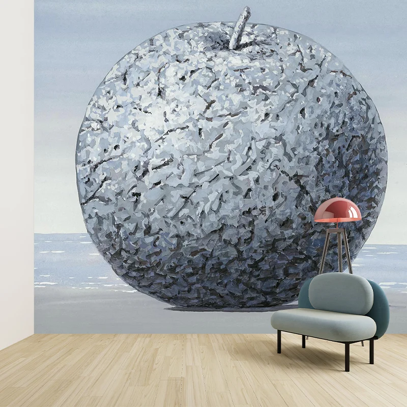Riesige Apfel-Wandverkleidung für das Wohnzimmer, grau-blau, individueller Größe erhältlich Clearhalo