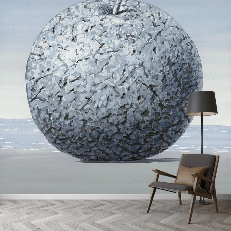 Riesige Apfel-Wandverkleidung für das Wohnzimmer, grau-blau, individueller Größe erhältlich Clearhalo