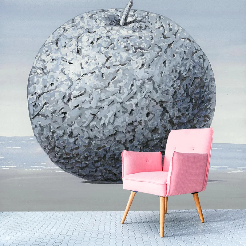 Riesige Apfel-Wandverkleidung für das Wohnzimmer, grau-blau, individueller Größe erhältlich Clearhalo