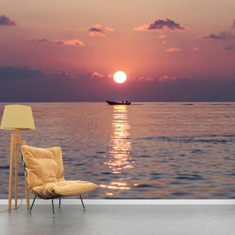 Riesiger Foto-Sonnenuntergang-Wandaufkleber für Schlafzimmerdekoration Rosa, individuelle Größe erhältlich Clearhalo