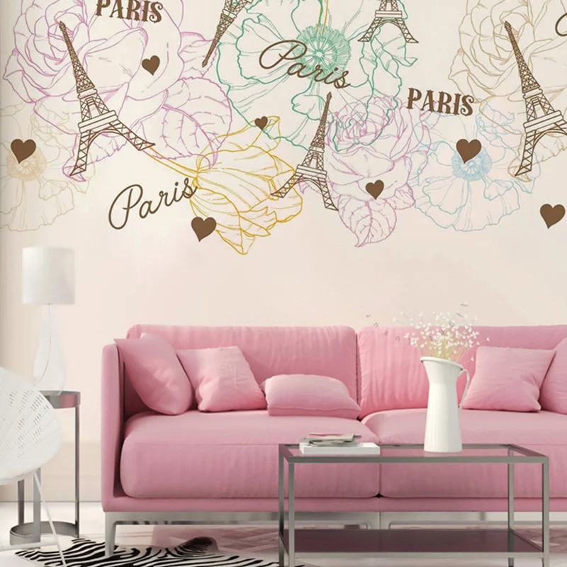 Romantische Wandtapete für das Wohnzimmer, pastelltürkisfarbene Gardenie und Zweig, personalisierte Größe verfügbar Clearhalo