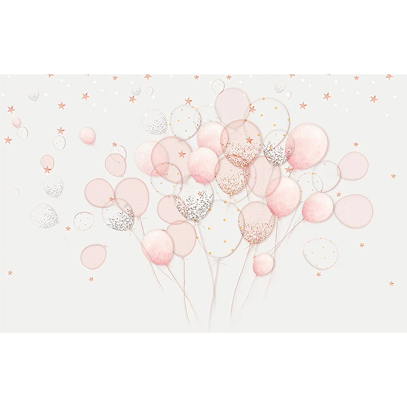 Rosa einfache Wandtapete voller Größe, Cartoon-Ballon-Wandkunst für Mädchenzimmer Clearhalo