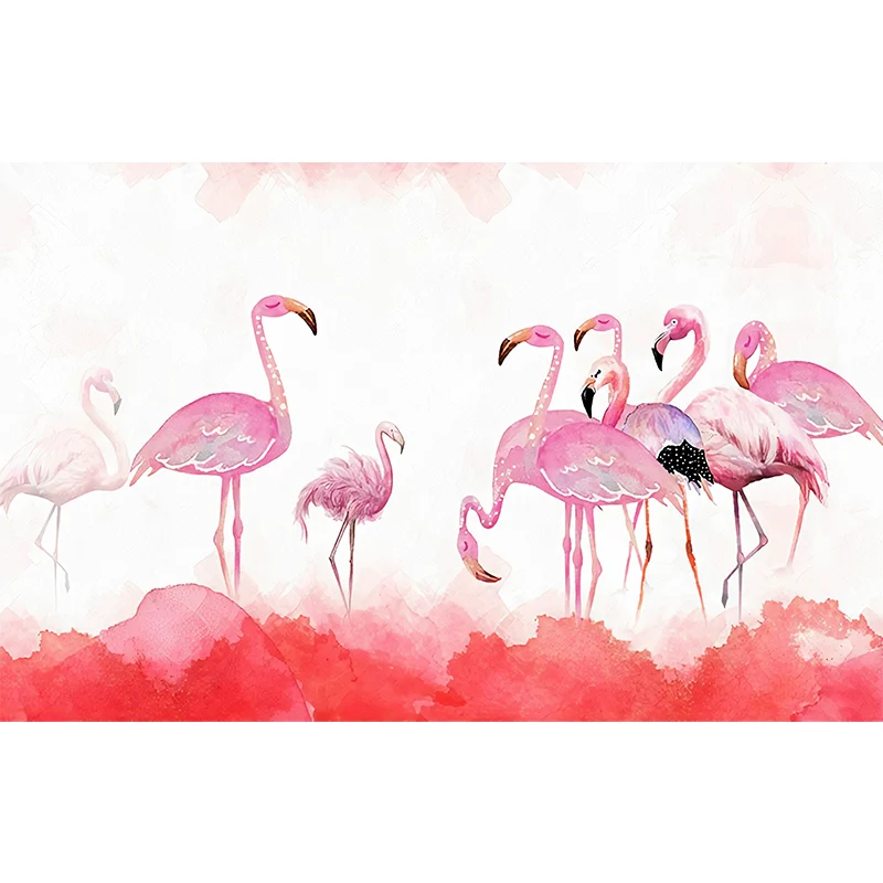 Rosa Flamingo-Wandtapete, schmutzabweisende Wandverkleidung für die Heimdekoration Clearhalo