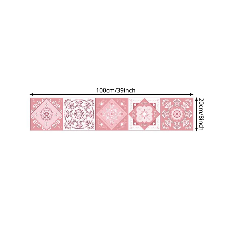 Rosa Fliesen-Tapetenpaneele, geometrische Bohemia-Wanddekoration zum Abziehen und Aufkleben für Zuhause Clearhalo