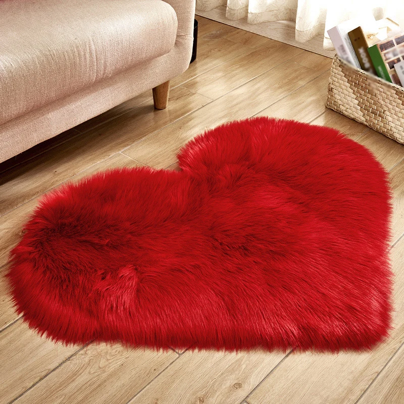 Roter und rosafarbener moderner Shag-Teppich, einfarbig, waschbarer Teppich für das Wohnzimmer Clearhalo