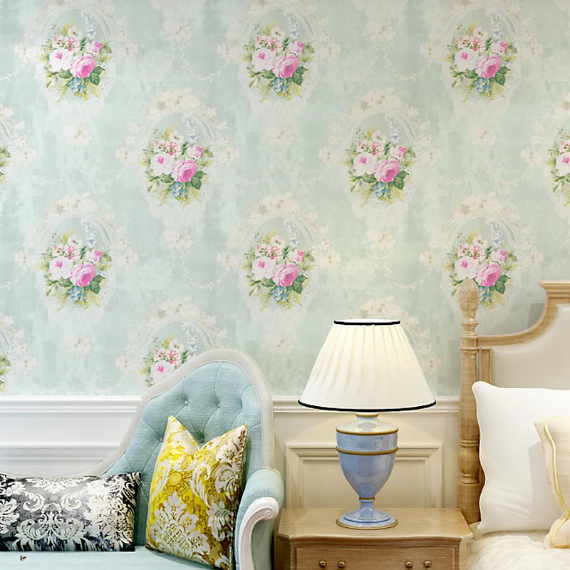 Rustic Style Peonies Wallpaper Pastel Color Stain Resistant Wall Art Home Decor Clearhalo