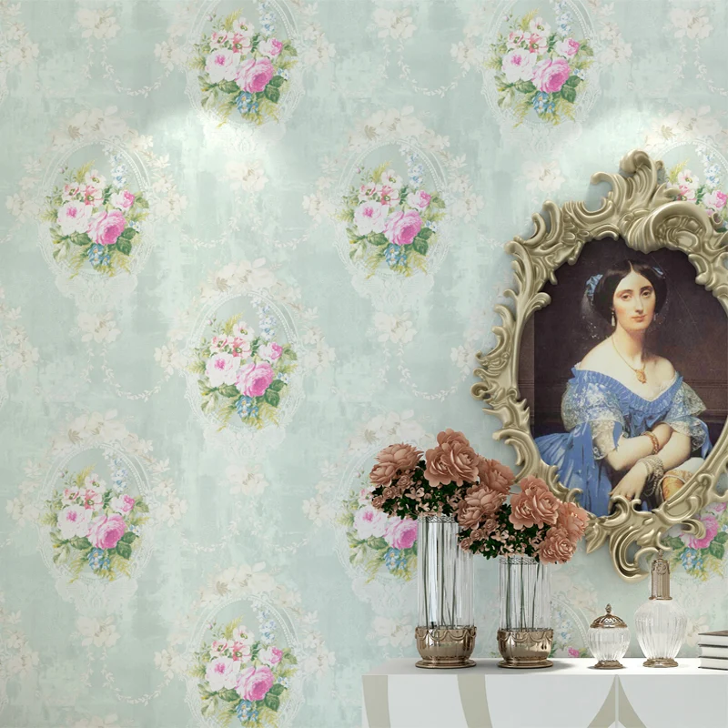 Rustic Style Peonies Wallpaper Pastel Color Stain Resistant Wall Art Home Decor Clearhalo