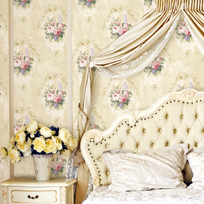 Rustic Style Peonies Wallpaper Pastel Color Stain Resistant Wall Art Home Decor Clearhalo