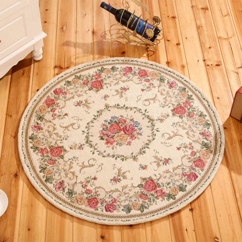 Rustikaler Teppich mit Blumenmuster, mehrfarbiger Baumwollteppich, rutschfester, waschbarer Teppich für das Esszimmer Clea...