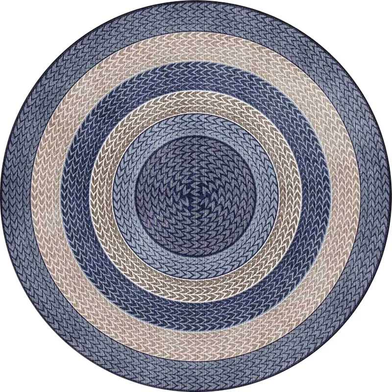 Rustikaler Teppich mit konzentrischen Kreismustern, gelber und grüner Polyester-Teppich, maschinenwaschbarer, rutschfester...