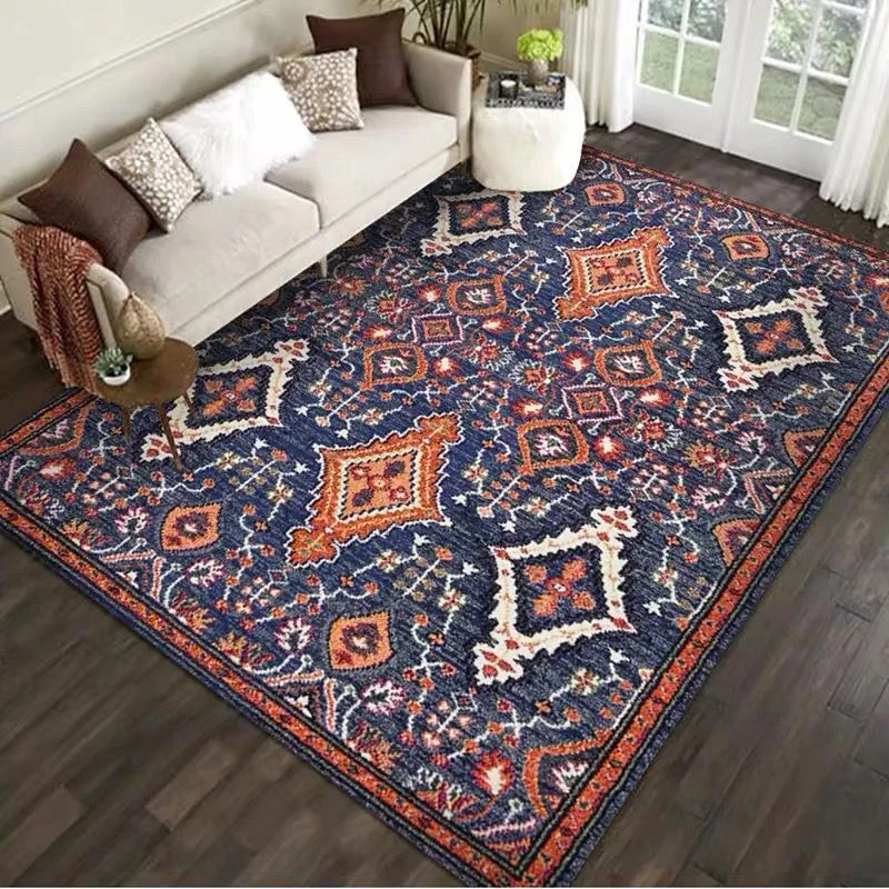 Rustikaler Teppich mit Stammesmuster, mehrfarbiger Bohemia-Teppich, Polyester, waschbar, rutschfeste Unterseite, haustierf...