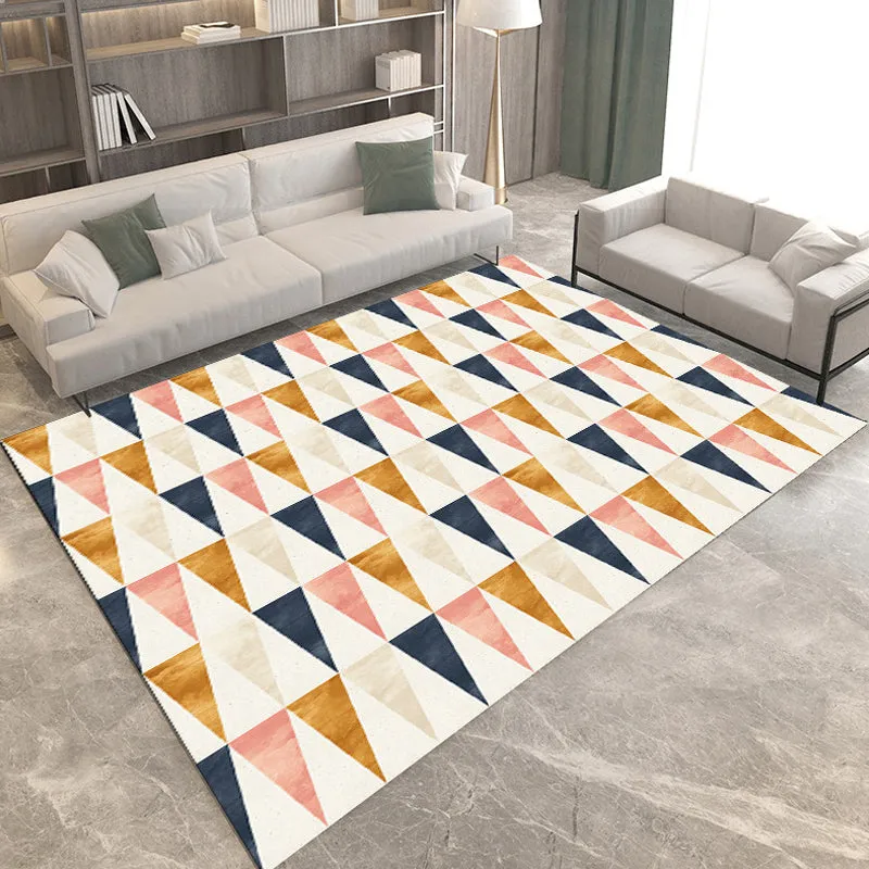 Schlichter moderner Teppich Grau und Braun mit geometrischem Muster, schmutzabweisender Polyester-Teppich für die Heimdeko...