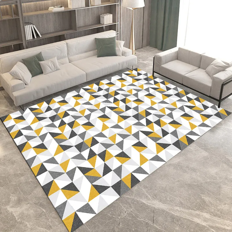 Schlichter moderner Teppich Grau und Braun mit geometrischem Muster, schmutzabweisender Polyester-Teppich für die Heimdeko...