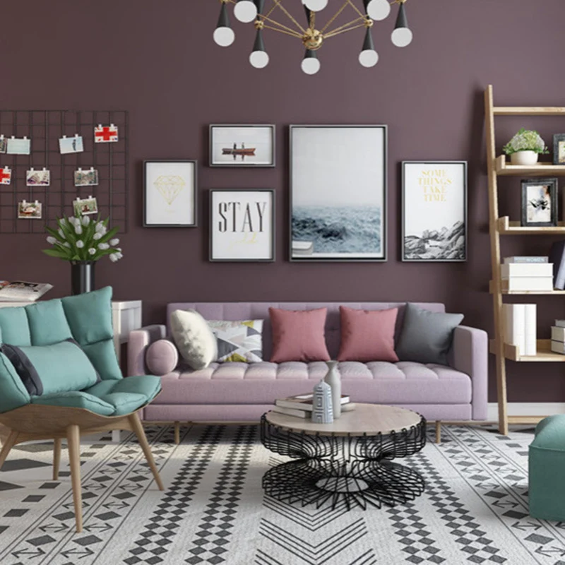 Schmutzabweisende schlichte Design-Wanddekoration aus Vliesstoff für Gästezimmer, abziehen und aufkleben Clearhalo