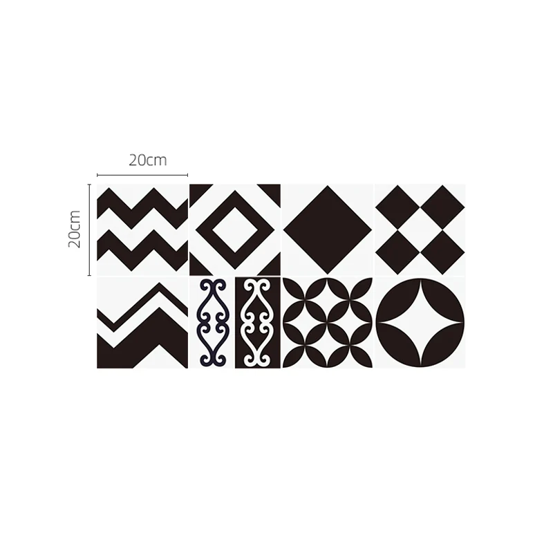 Schwarze moderne Tapetenbahnen zum Abziehen, 2,4 m L x 20,3 cm B, Wandkunst mit geometrischem Muster für die Küche Clearhalo