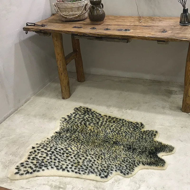 Schwarzer Schlafzimmerteppich, moderner Teppich mit Leopardenmuster, Polyester, rutschfeste Rückseite, waschbarer Teppich...