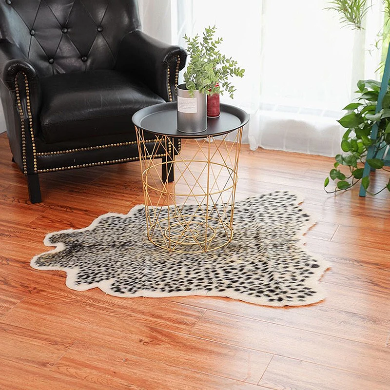 Schwarzer Schlafzimmerteppich, moderner Teppich mit Leopardenmuster, Polyester, rutschfeste Rückseite, waschbarer Teppich...