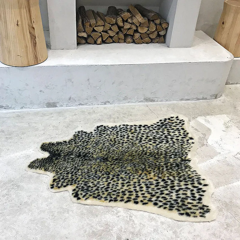 Schwarzer Schlafzimmerteppich, moderner Teppich mit Leopardenmuster, Polyester, rutschfeste Rückseite, waschbarer Teppich...