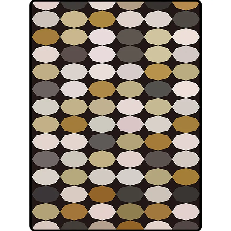 Schwarzer und brauner Schlafzimmerteppich, moderne Geometrie, Polygonmuster, Teppich aus Polyester, maschinenwaschbar Clea...