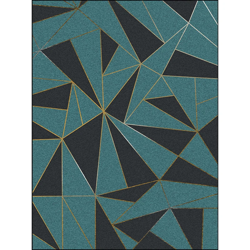 Schwarzer und grüner moderner Teppich aus Polyester im Farbblock-Design, waschbarer, rutschfester Teppich für das Wohnzimm...